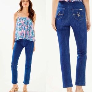 Lilly Pulitzer Ocean Cay High Rise Crop jeans hibiskiss crop sz 6 NWT